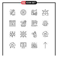 Modern Set of 16 Outlines Pictograph of website page video internet puzzle Editable Vector Design Elements