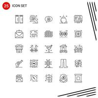 Modern Set of 25 Lines Pictograph of envelope printing easter xmas christmas Editable Vector Design Elements