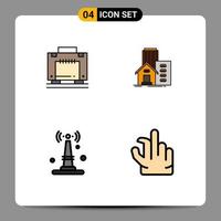 User Interface Pack of 4 Basic Filledline Flat Colors of hotel internet luggage real router Editable Vector Design Elements