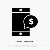 Mobile Cell Money Dollar solid Glyph Icon vector