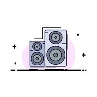 Audio hifi monitor speaker studio Flat Color Icon Vector