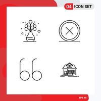 Stock Vector Icon Pack of 4 Line Signs and Symbols for home open flower cross home Editable Vector Design Elements