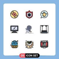 Universal Icon Symbols Group of 9 Modern Filledline Flat Colors of death imac career device computer Editable Vector Design Elements