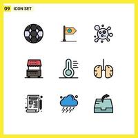 9 Creative Icons Modern Signs and Symbols of kiosk drinks goal cooking molecule Editable Vector Design Elements