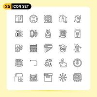 Modern Set of 25 Lines Pictograph of house fire game estate console Editable Vector Design Elements