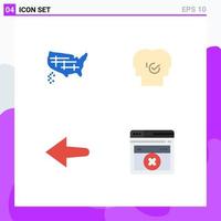 Group of 4 Flat Icons Signs and Symbols for map arrow usa modern web page Editable Vector Design Elements