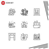 9 Creative Icons Modern Signs and Symbols of handyman car catalog camp meal Editable Vector Design Elements