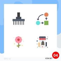 paquete de 4 iconos planos creativos de combinar elementos de diseño vectorial editables de oficina rural táctica vector