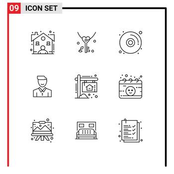 Outline Pack of 9 Universal Symbols of user man cd happy client Editable Vector Design Elements