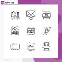 Universal Icon Symbols Group of 9 Modern Outlines of return plant board nature biology Editable Vector Design Elements
