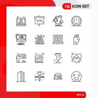Mobile Interface Outline Set of 16 Pictograms of on basic laboratory promotion mobile Editable Vector Design Elements