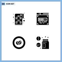 Pack of 4 creative Solid Glyphs of planning green start up front end development drug Editable Vector Design Elements