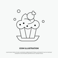 Bakery Cake Cup Dessert Line Icon Vector