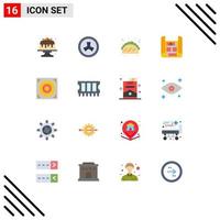 Group of 16 Modern Flat Colors Set for hardware design taco web construction Editable Pack of Creative Vector Design Elements