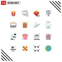 Flat Color Pack of 16 Universal Symbols of time computer father science education Editable Pack of Creative Vector Design Elements