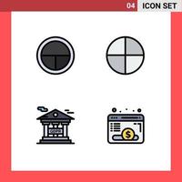 Set of 4 Modern UI Icons Symbols Signs for army financial information protection soldier tablet browser Editable Vector Design Elements