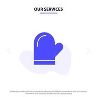 Our Services Glove Potholder Gloves Kitchen Oven Solid Glyph Icon Web card Template vector