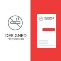 Smoking No Smoking Cigarette Health Grey Logo Design and Business Card Template vector