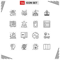 Group of 16 Modern Outlines Set for design transfer date bucks money Editable Vector Design Elements