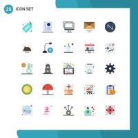 25 Creative Icons Modern Signs and Symbols of wave saw tooth monitor text mail Editable Vector Design Elements