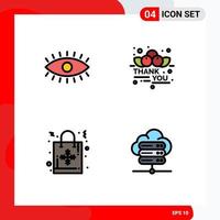 User Interface Pack of 4 Basic Filledline Flat Colors of eye christmas bag design message hand bag Editable Vector Design Elements