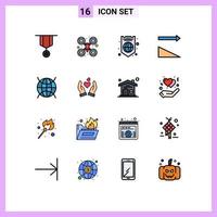 16 Flat Color Filled Line concept for Websites Mobile and Apps internet of things sorting drone robot sort shield Editable Creative Vector Design Elements
