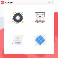 4 Flat Icon concept for Websites Mobile and Apps gear id business people identity Editable Vector Design Elements