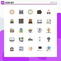 Mobile Interface Flat Color Set of 25 Pictograms of interface business living round interface Editable Vector Design Elements