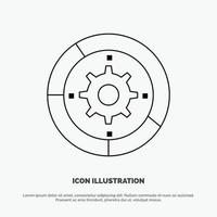 Gear Settings Setup Engine Process Line Icon Vector