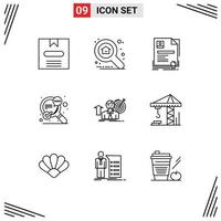 paquete de iconos vectoriales de stock de 9 signos y símbolos de línea para el éxito contrato de éxito certificado seo elementos de diseño vectorial editables vector