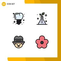 Universal Icon Symbols Group of 4 Modern Filledline Flat Colors of implanting flower science farmer pot Editable Vector Design Elements