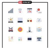 Mobile Interface Flat Color Set of 16 Pictograms of magic book security university school Editable Pack of Creative Vector Design Elements