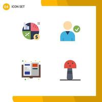 Pictogram Set of 4 Simple Flat Icons of business magazine graph use mushroom Editable Vector Design Elements