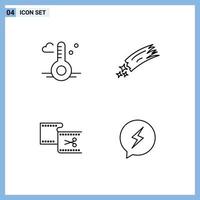 Set of 4 Modern UI Icons Symbols Signs for temperature clip spring meteor edit Editable Vector Design Elements
