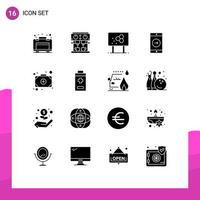 Set of 16 Modern UI Icons Symbols Signs for add mobile application biology mobile application Editable Vector Design Elements