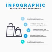 Bag Handbag Shopping Shop Blue Infographics Template 5 Steps Vector Line Icon template