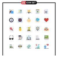 Group of 25 Flat Colors Signs and Symbols for accounting file instruction application software Editable Vector Design Elements