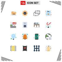 Pack of 16 Modern Flat Colors Signs and Symbols for Web Print Media such as order list food coffee arrow Editable Pack of Creative Vector Design Elements