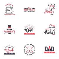 Happy Fathers Day vector hand lettering 9 Black and Pink Calligraphy illustration for greeting card festival poster etc Editable Vector Design Elements
