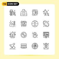 Pack of 16 Modern Outlines Signs and Symbols for Web Print Media such as checklist studio lights business studio lightning lights Editable Vector Design Elements