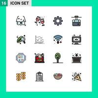 Set of 16 Modern UI Icons Symbols Signs for research transport party ski cable Editable Creative Vector Design Elements