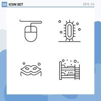 4 Universal Line Signs Symbols of hardware masquerade experiment study bed ware Editable Vector Design Elements