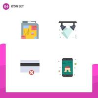 Editable Vector Line Pack of 4 Simple Flat Icons of atx finance computer light payments Editable Vector Design Elements