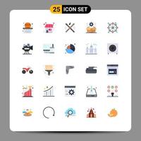 Mobile Interface Flat Color Set of 25 Pictograms of external gear drum wheel box Editable Vector Design Elements