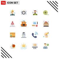 User Interface Pack of 16 Basic Flat Colors of mission reel instructor movie album Editable Pack of Creative Vector Design Elements