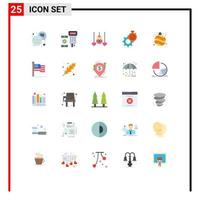 25 Universal Flat Color Signs Symbols of christmas watch heart setting time Editable Vector Design Elements