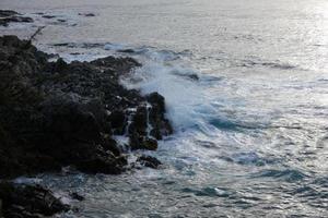 Mediterranean coastline with rocks in the catalan region, Spain photo