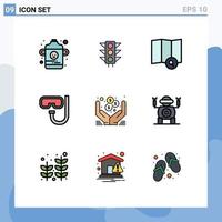 9 Creative Icons Modern Signs and Symbols of online hands map dollar snorkeling Editable Vector Design Elements