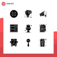 Modern Set of 9 Solid Glyphs and symbols such as cleaning user cctv sidebar interface Editable Vector Design Elements