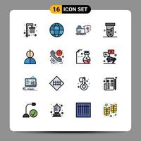 Universal Icon Symbols Group of 16 Modern Flat Color Filled Lines of impostor biochemistry online test tube Editable Creative Vector Design Elements